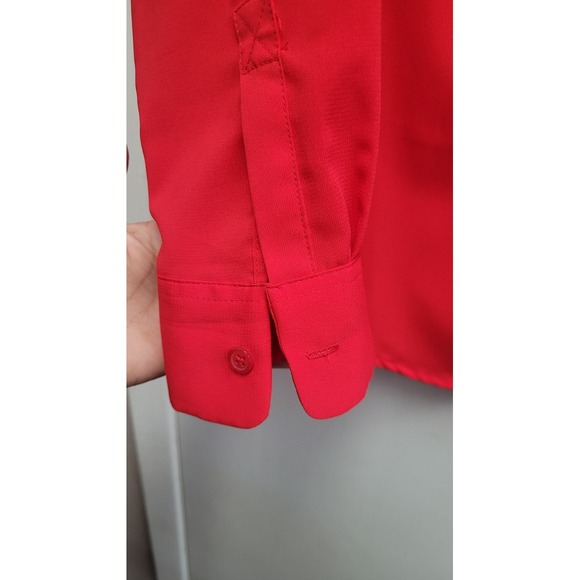 Coldwater Creek Red Wrinkle Free Two Pocket Button Up Women's PXS 4-6 Shirt Top - Picture 5 of 9